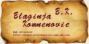 Blaginja Komnenović vizit kartica